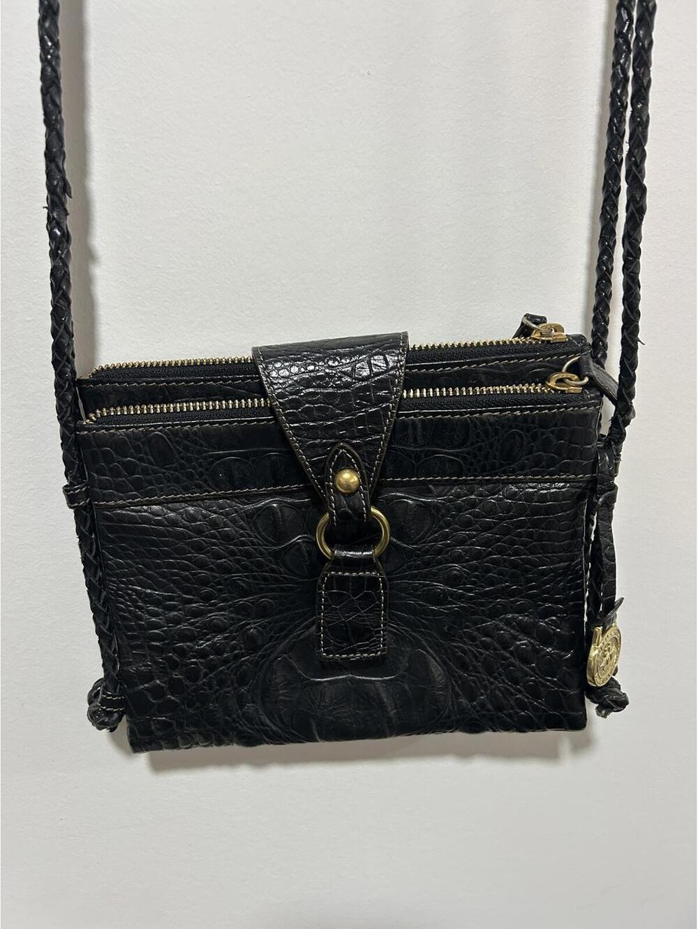 Black Brahmin Crocodile Leather Bag